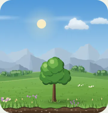An oak sapling: a young tree with a thin trunk.